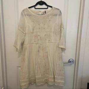 Anthropologie Akemi Kim White Embroidered Dress